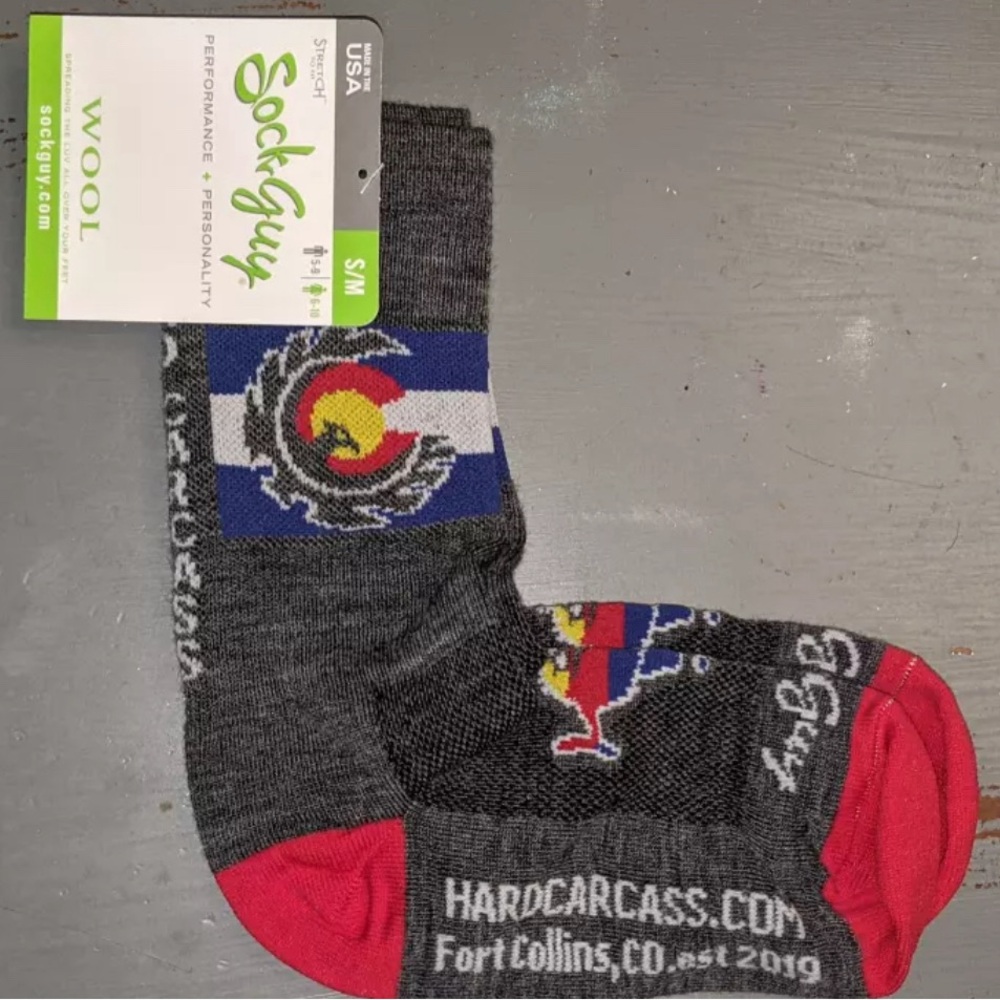 Sock guy - hard carcass logo wool blend cycling socks - S/M